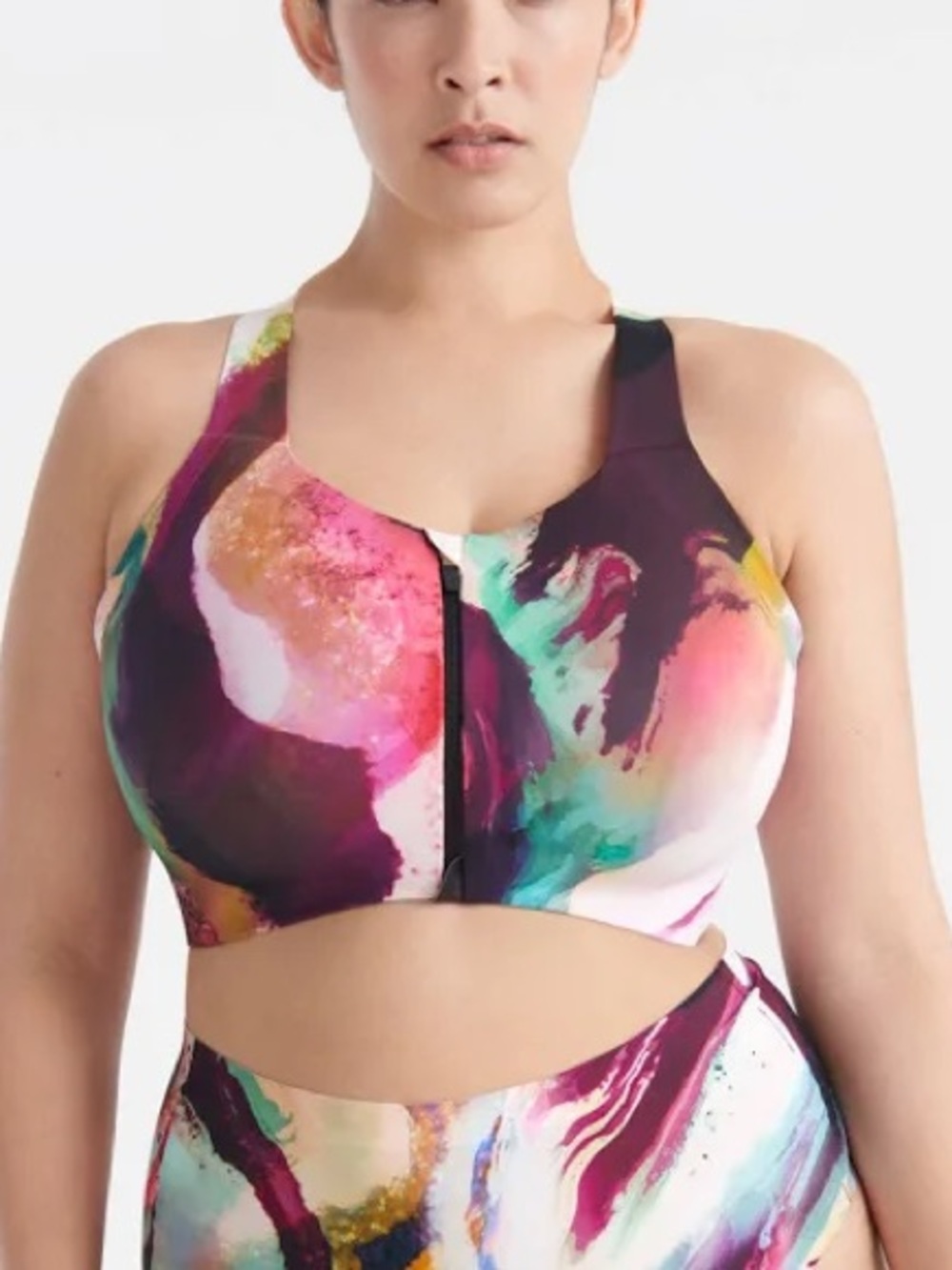 Knix Catalyst Front Zip Sports Bra 7++ Abstract Print